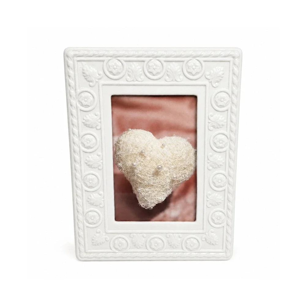 Villeroy & Boch Picture Frame Home Decor 7x9 White Porcelain Embossed Floral‎